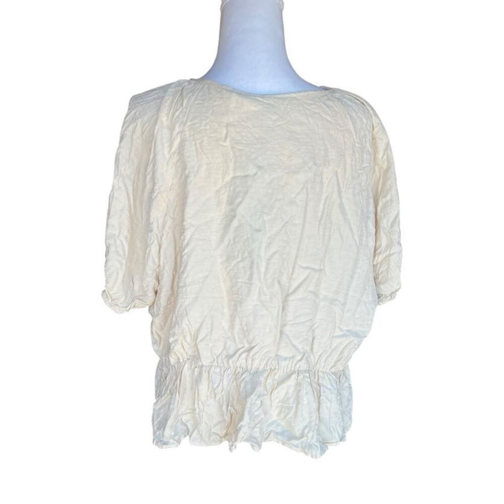 11 Honore Women's Peplum Blouse Puff Sleeve Ivory Jaquard Size 20 NEW With Tags - Picture 7 of 10